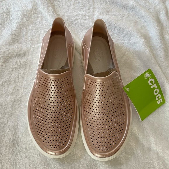 CROCS Women's Perforated Slip-On Sneakers - Rose Gold - Picture 1 of 3
